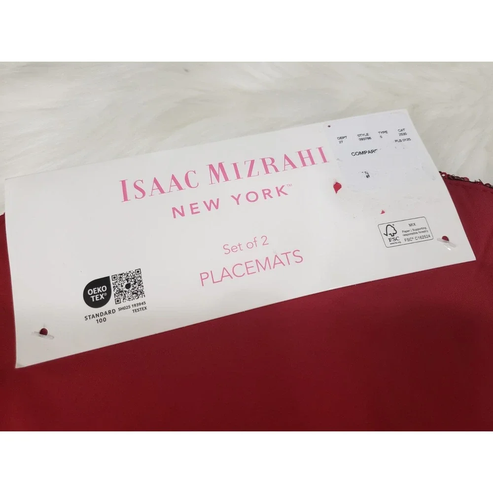 NEW Isaac Mizrahi PLACEMATS Valentine's‎ Red Sequin LIPS 18x13 Boudoir Decor